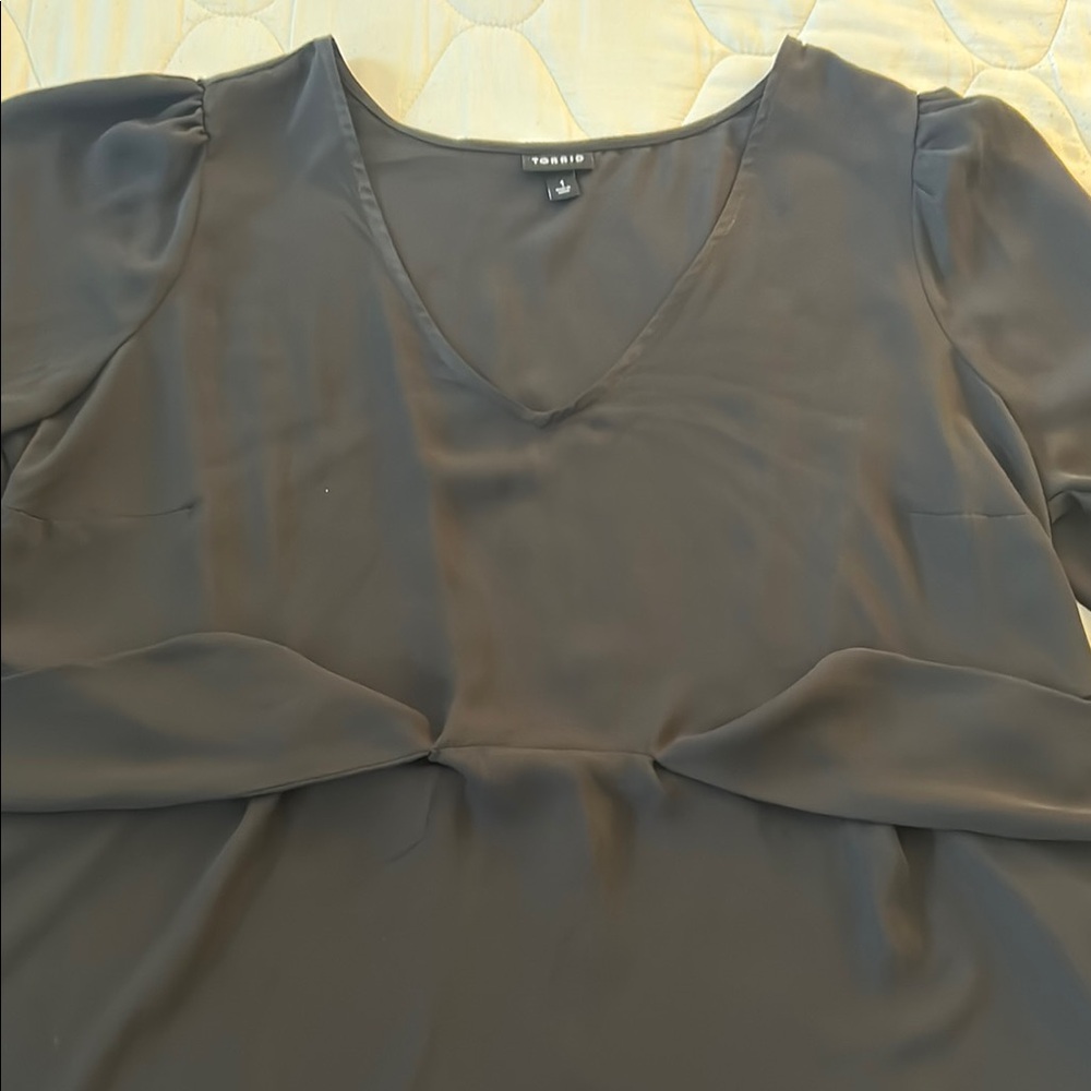 Torrid Black Tie Front button Sleeve Blouse